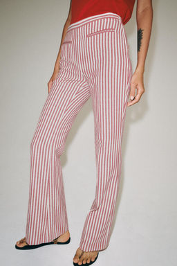 PANTAL?N RAYAS ZW COLLECTION / Rojo / Blanco - Zara фото 2