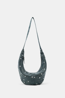 BOLSO BANDOLERA DENIM BORDADOS MARGARITAS / Azul - Zara фото 3