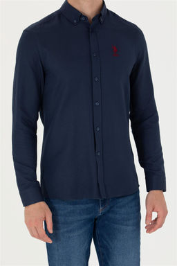U. S. Polo Assn / Мужская темно-синяя базовая рубашка с длинным рукавом - U.s. polo assn фото 6