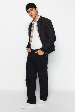 TRENDYOL MAN Siyah %100 Pamuk Genis Kal?p Kargo Cepli Jeans Bol Kot Pantolon TMNAW24JE00026 - Trendyolmilla фото 2