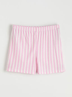 Beli Lastikli ?izgili Kad?n ?ort Pijama Alt?