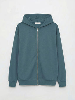 Kap??onlu Soft Touch Kad?n Fermuarl? Sweatshirt