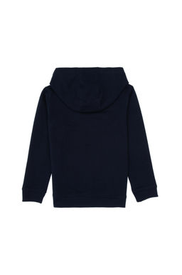 Erkek _ocuk Lacivert Basic Kap__onlu Sweatshirt