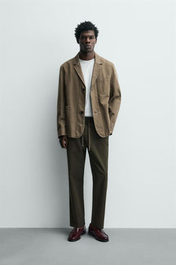 PANTAL?N RELAXED FIT ALGOD?N - LINO / Khaki oscuro