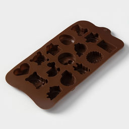 Цена за 2 шт. Форма для конфет и шоколада Доляна Счастье есть, силикон, 21?11?1.5 см, 15 ячеек, коричневый  фото 4
