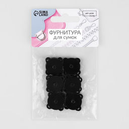 Кнопки магнитные пришивные, d = 18 мм, 6 шт, цвет чёрный матовый - Арт узор фото 2