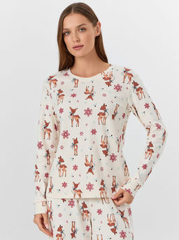 Комплект женский домашний бежевый с принтом оленей - Mark formelle фото 3