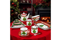 Салатник 1,7 л 20*20*7,5 см Новогодняя елка зеленый узор, фарфор NEW BONE CHINA - Elan gallery фото 4