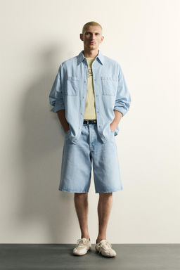 CAMISA DENIM LIGERO LAVADO / Azul claro