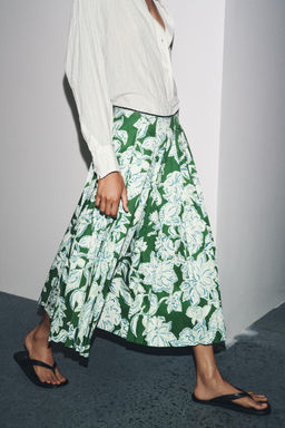 ZW COLLECTION PLEATED FLORAL SKIRT - Zara фото 13