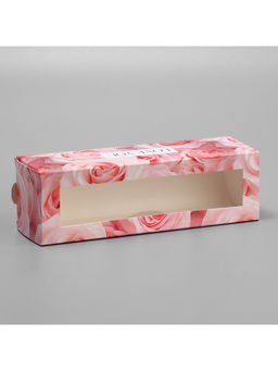 Цена за 5 шт. Коробка для макарун, кондитерская упаковка «Love you», розовые розы, 18 х 5.5 х 5.5 см