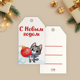 Цена за 20 шт. Открытка-шильдик на подарок С Новым годом!, МИКС