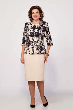 Костюм Swallow 797 бежевый/принт черные цветы фото 7