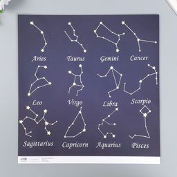 Цена за 5 шт. Бумага для скрапбукинга двусторонняя «Созвездия», плотность 180 г, 30.5×32 см