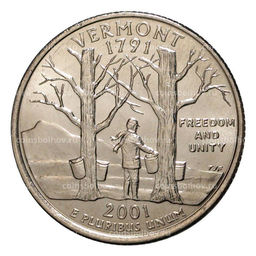 Монета 25 центов 2001 года D Штаты и территории - Вермонт
