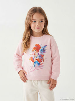 Winx Club Bask?l? K?z ?ocuk Kal?n Sweatshirt