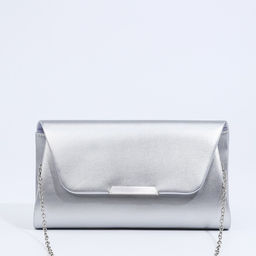 Сумка-клатч на магните, цвет серебряный