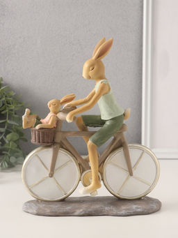 Фигурка полистоун Зайки. Папа с сыном на велосипеде, 18?7.5?22 см