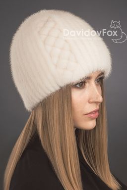Шапка Сноп норка орнамент жемчуг