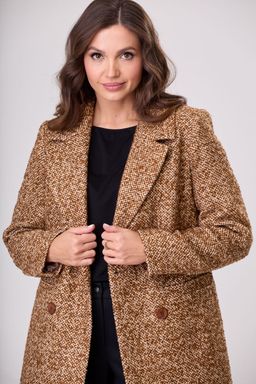 Пальто БелЭльСтиль 841 клетка серая  фото 65