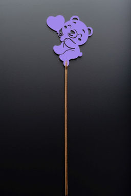 Топпер 5 шт "Мишка с сердцем" №49, лиловый, фанера (72*80*4 мм)