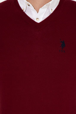 Свитер U.S. Polo Assn мужской бордовый хлопок  фото 18