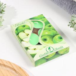 Цена за 2 шт. Набор чайных свечей ароматических "Яблоко", 3,8х1,6 см, 3,5 ч, 12 г, 6 штук