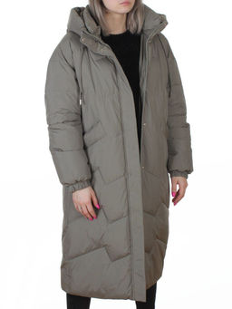 8883 GRAY/GREEN Пальто зимнее женское (150 гр. холлофайбер)