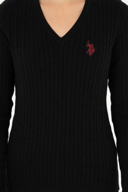 Женский черный базовый свитер с v-образным вырезом Неожиданная скидка в корзине - U.s. polo assn фото 6