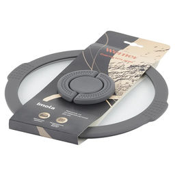 51091 WERNER Крышка стеклянная IMOLA 20см с силиконовым ободком и складной нейлоновой ручкой. Цвет: серый. Материал: закаленное стекло, силикон, нейлон