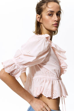 Blusa de algod?n con bordado ingl?s - H&m фото 5