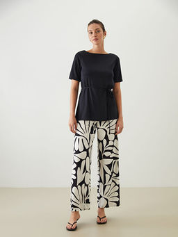 Beli Lastikli Desenli Kad?n Pantolon