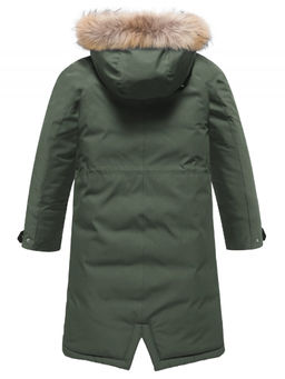 Парка зимняя подростковая для девочки с капюшоном и мехом темно-зеленого цвета 9536TZ - Valianly фото 9