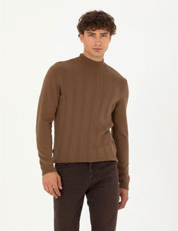 Ye_il Slim Fit Yar_m Bal_k__ Yaka Triko Kazak