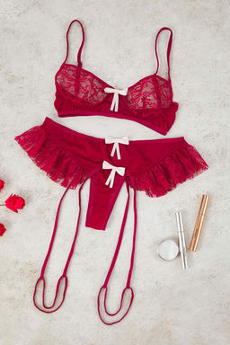 Siyah Kurdele Detayl? Bacak Bantl? F?rf?rl? Kaps?z Dantel Fantezi Ic Camas?r? Tak?m? THMAW26BD00004 - Trendyolmilla фото 6