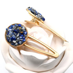 Зажим для волос Круг с лазуритом 7*3*2см