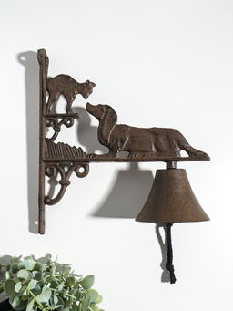 Колокол сувенирный чугун "Такса и кот" 28х25х10,5 см