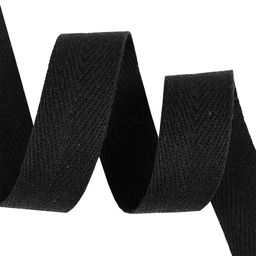 Лента-тесьма 25мм киперная 6,3г хлопок TBY.CT цв.F322 черный уп.5м