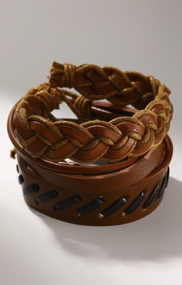 Браслет кожа «Тревел» 3 шт., коричневый, d=7.5 см