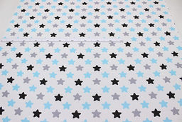 Поплин Пряничные звезды черно-серо-бирюзовые , СОРТ2, ш.1.5м, хлопок-100%, 115гр/м.кв - Купава фото 2