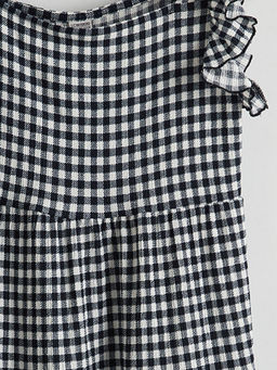 Kare Yaka Ekose K?z ?ocuk Elbise