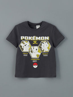 Bisiklet Yaka Pikachu Bask?l? Erkek ?ocuk Ti??rt 3l?