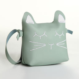 Сумка для девочки «Кошка», на магните, с длинным ремешком, зелёная