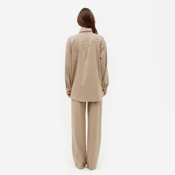 Костюм женский: рубашка, брюки, MINAKU: Casual collection бежевый, размер 50
