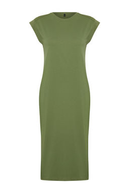 Haki Duz T-shirt Elbise %100 Pamuk Ay Kol Shift/Rahat Kesim Midi Midi Elbise TWOSS24EL00126