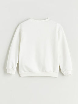 Bisiklet Yaka Bask?l? Erkek ?ocuk Sweatshirt