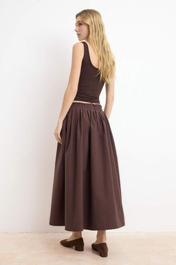 Koyu Kahverengi Klos Midi Etek TWOSS25ET00017
