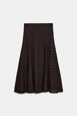 FALDA MIDI BORDADOS PERFORADOS / Marr?n - Zara фото 8