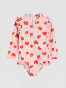 Uzun Kollu Desenli K?z ?ocuk Mayo