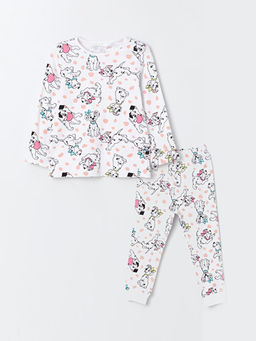 Bisiklet Yaka Uzun Kollu 101 Dalma?yal? Bask?l? K?z Bebek Pijama Tak?m?